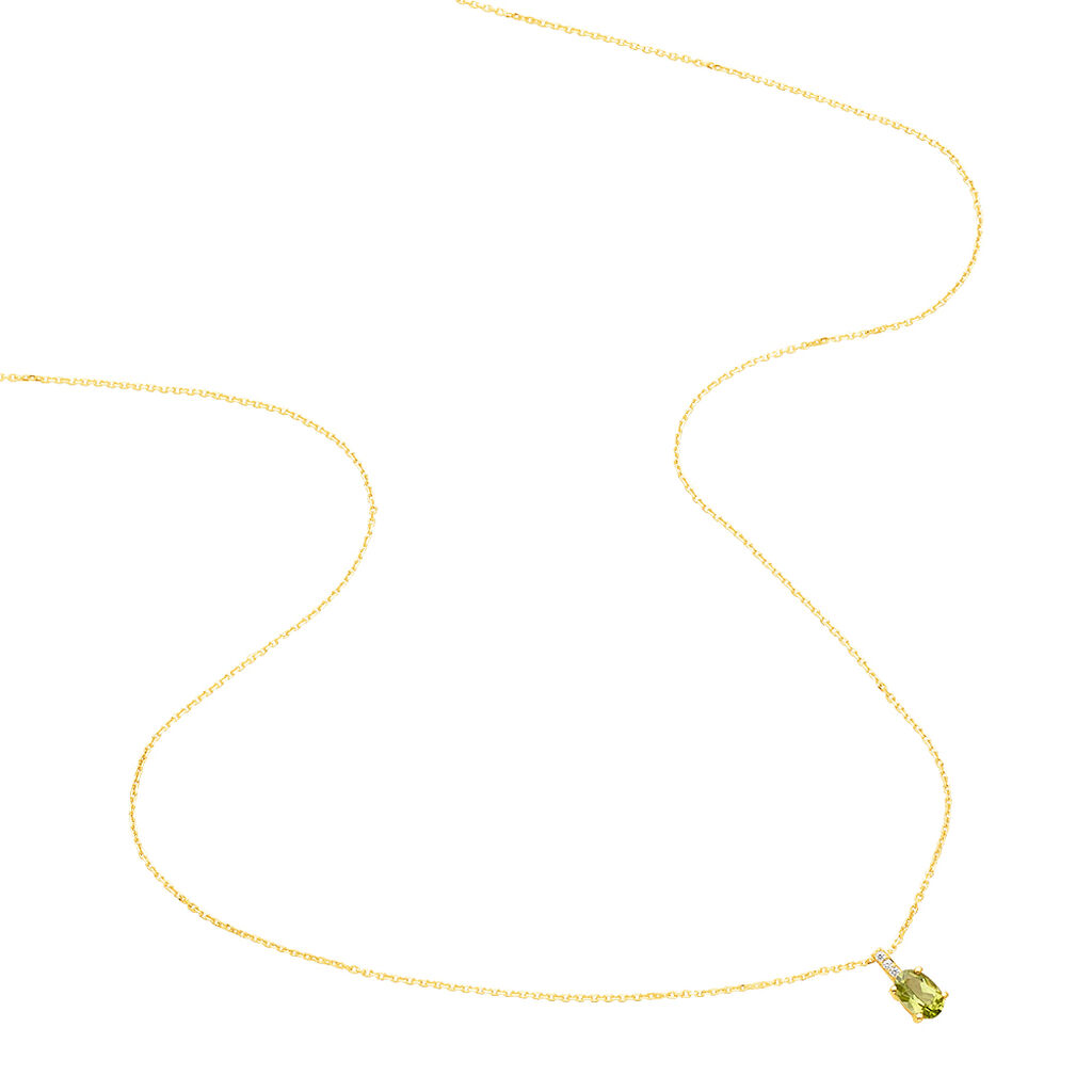 ELENEA Damen Collier Gold 375 (9 Karat) Peridot Gr&uuml;n 0,49 ct Oval