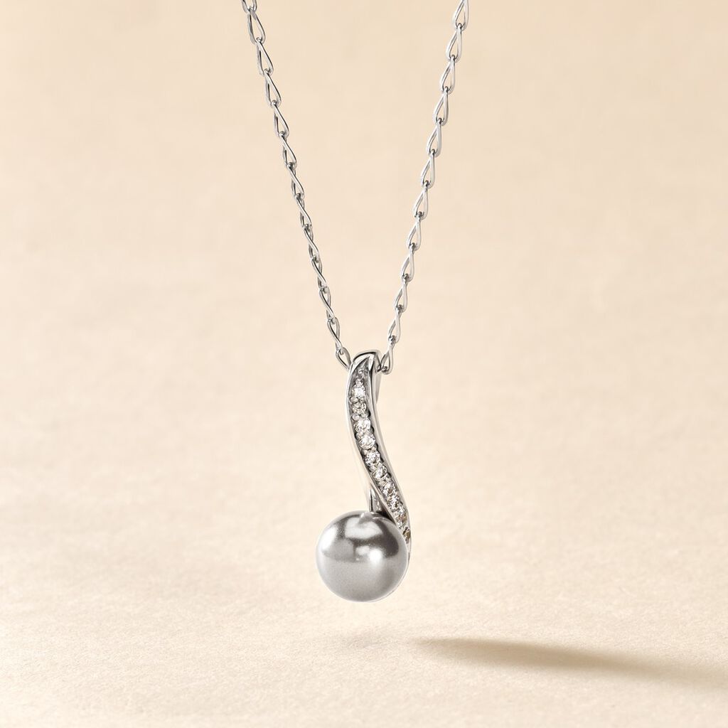 Collier Armance Argent Blanc Perle D'imitation Oxyde - Spannringe Damen | OROVIVO
