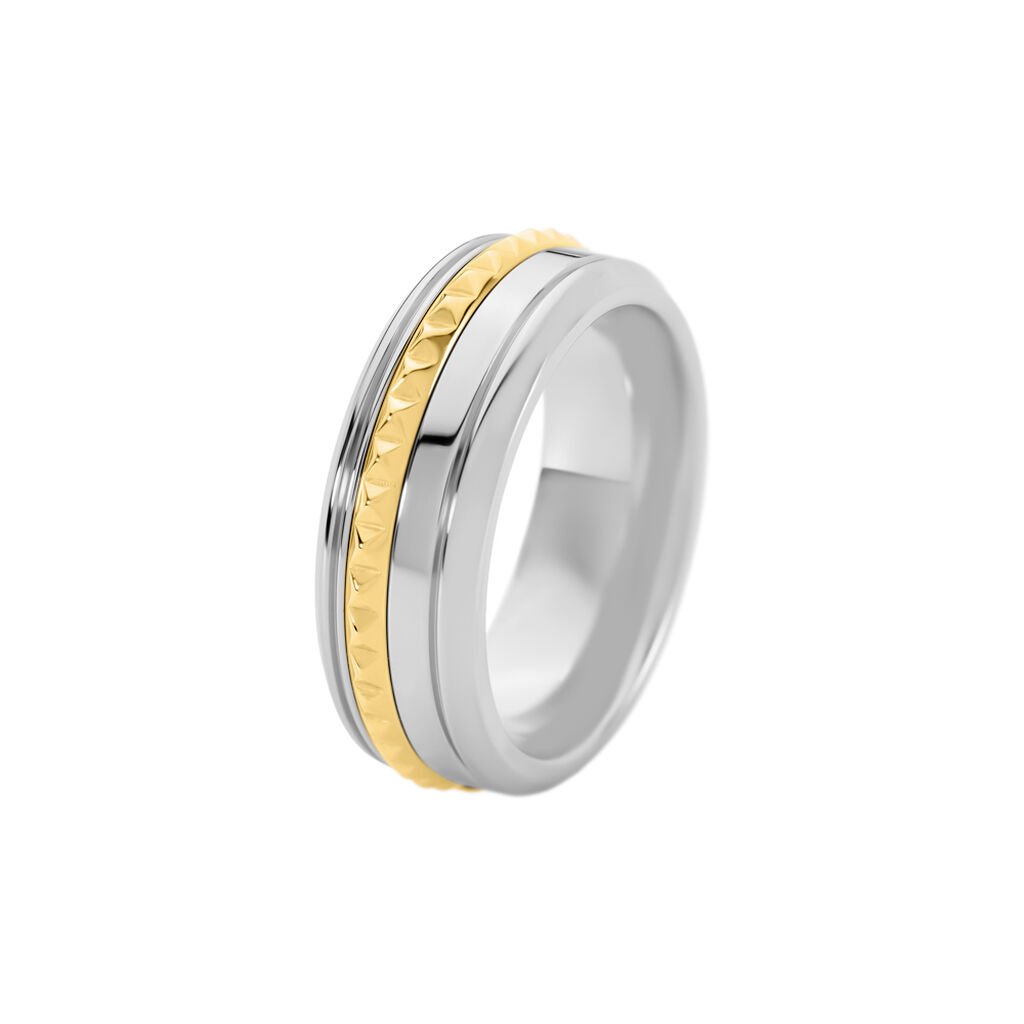 TORIN Herren Ring Edelstahl Bicolor Gelb/Silber B 8 mm - Ringe Herren | OROVIVO