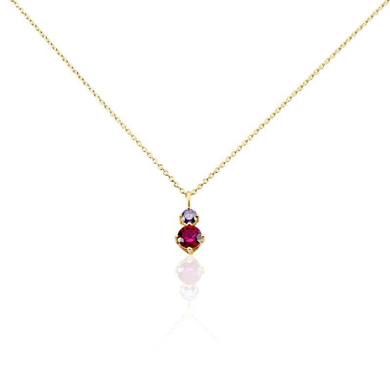 Collier Plaqué Or Jaune Janviere Pierres Artificielles Rose/violette - Spannringe Damen | OROVIVO