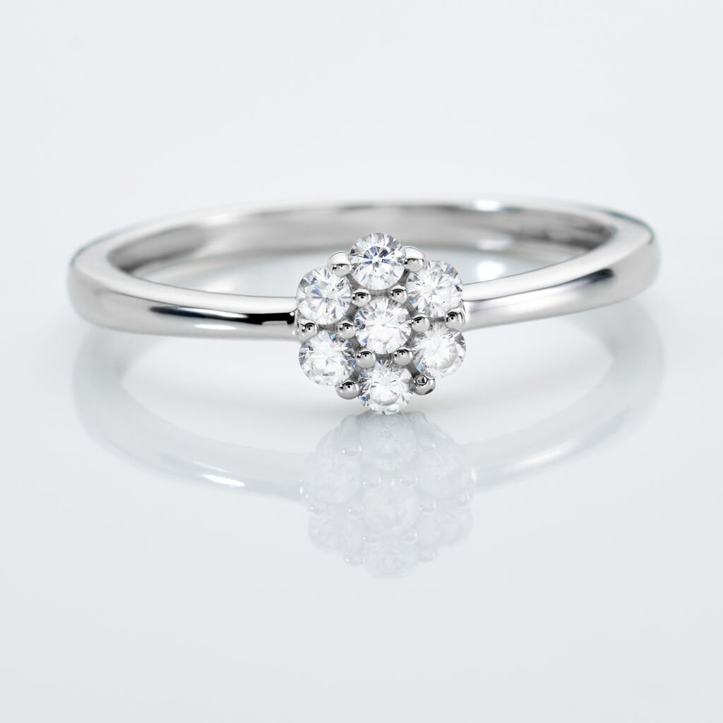 JAMILA Damen Ring Silber 925 Zirkonia Wei&szlig;