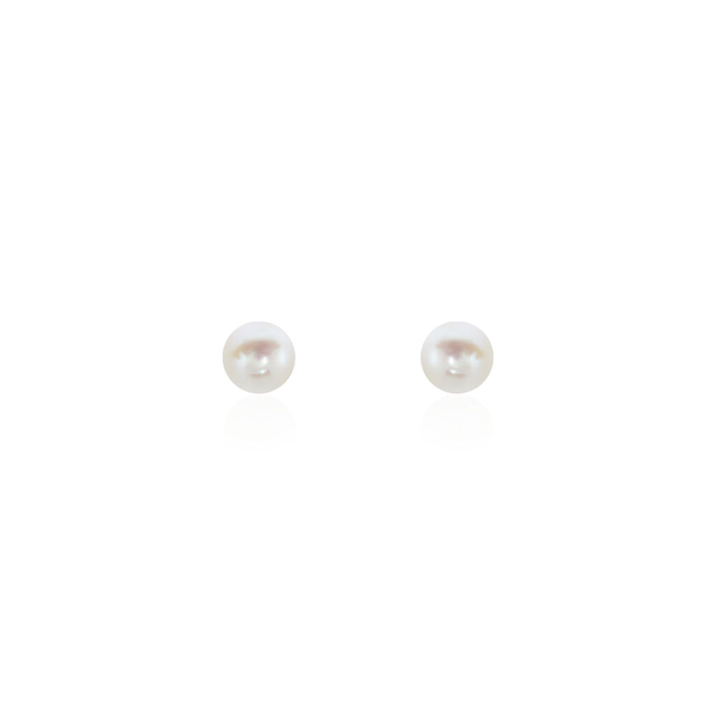 Damen Perlenohrringe Gold 375 Zuchtperle 3,5-4mm, Ohrstecker mit Stein