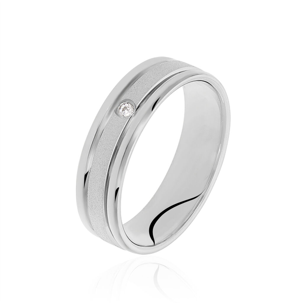 SANDY Damen Trauring Silber 925 Zirkonia Wei&szlig; B 19 mm