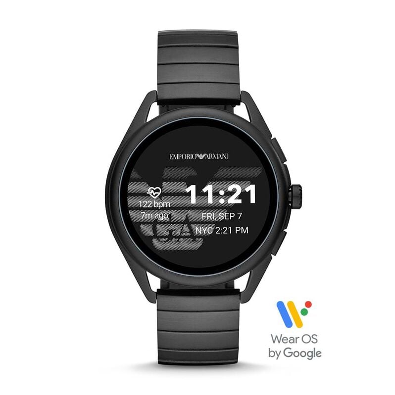 Smartwatch Emporio Armani Connected con cinturino in acciaio nero e cassa in alluminio nera - Spannringe Herren | OROVIVO