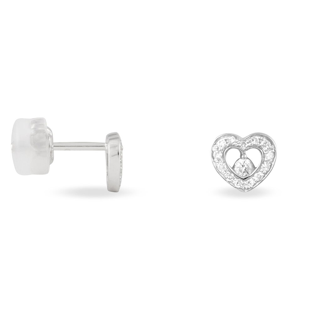 Boucles D'oreilles Puces Tyliana Or Blanc Diamant - Spannringe Damen | OROVIVO