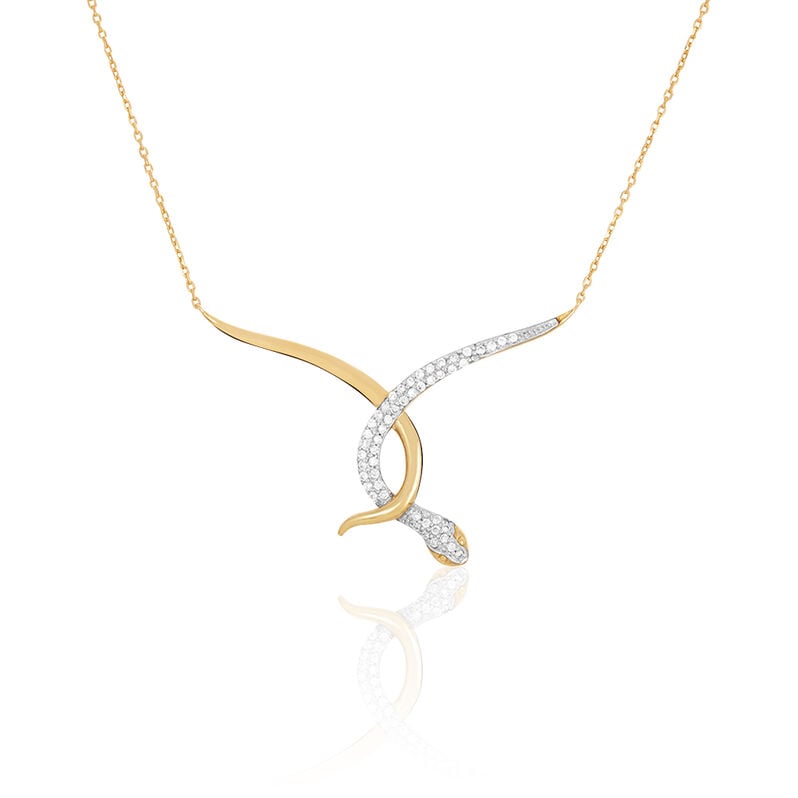 Collier Reyyanae Plaque Or Bicolore Oxyde De Zirconium - Spannringe Damen | OROVIVO