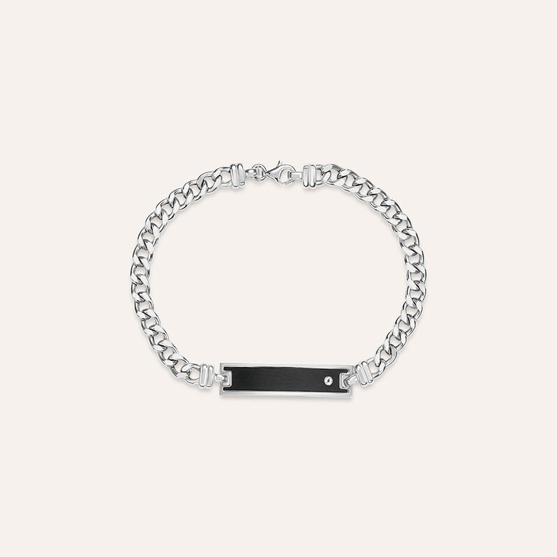 Bracciale Con Targhetta Gentleman Argento Rodiato Cubic Zirconia - Spannringe Herren | OROVIVO