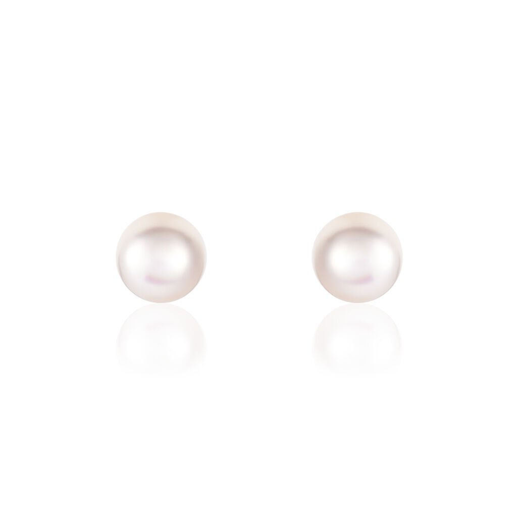 Thumbnail - Damen Perlenohrringe Gold 375 Zuchtperle 8-8,5mm, Ohrstecker mit Stein
