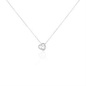 Damen Halskette Weißgold 375 Zirkonia Herz - Herzketten Damen | OROVIVO