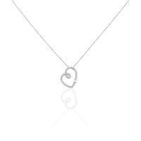 HERZ Damen Collier Weißgold 375 (9 Karat) Diamant Weiß 0,02 ct Doppelherz