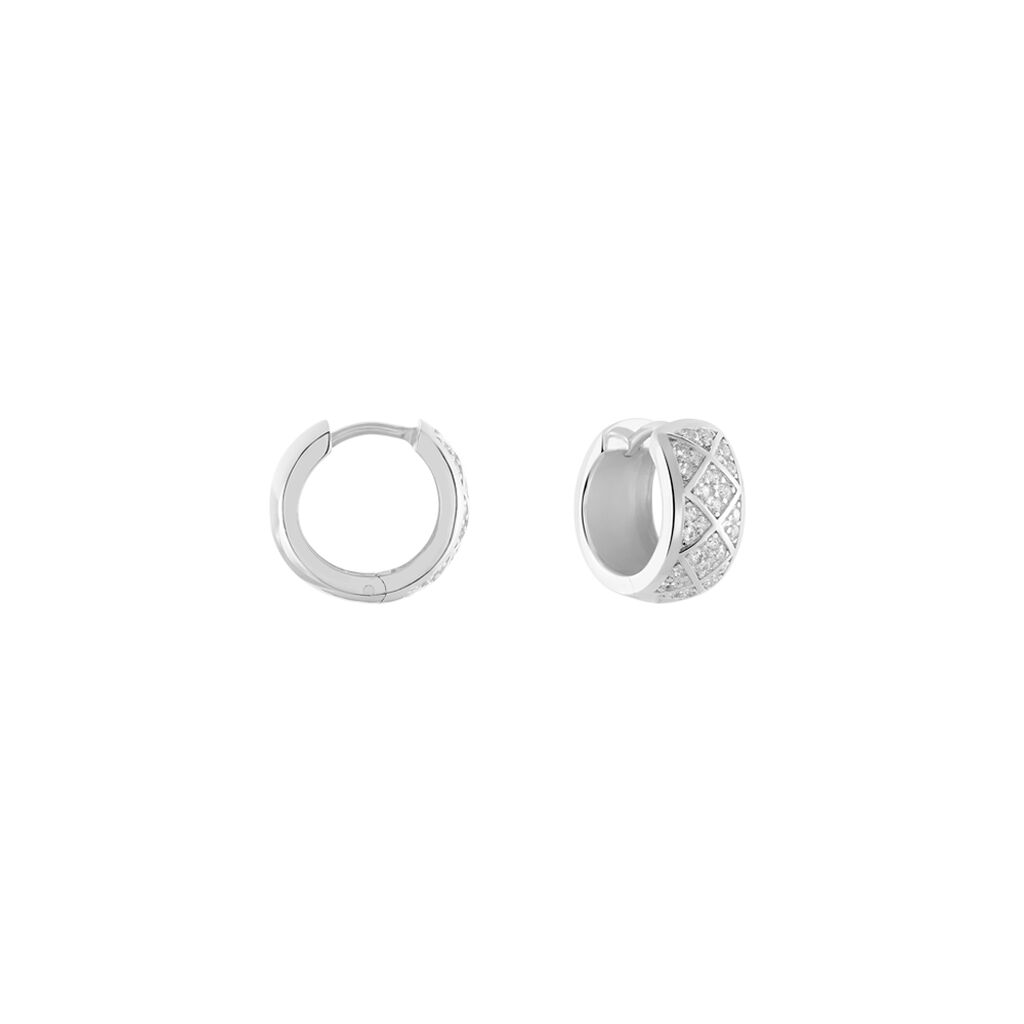 MINNIE Damen Creolen Silber 925 Glas Weiß B 9,5 mm - Creolen Damen | OROVIVO