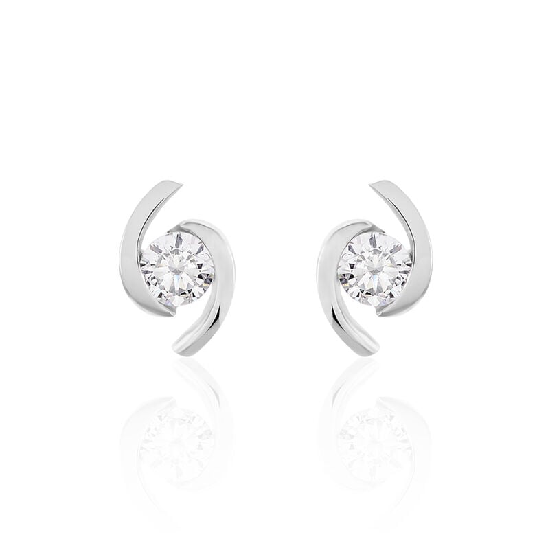 Damen Ohrstecker Wei&szlig;gold 375 (9 Karat) Zirkonia Wei&szlig; 0,97 ct - Ohrstecker Damen | OROVIVO