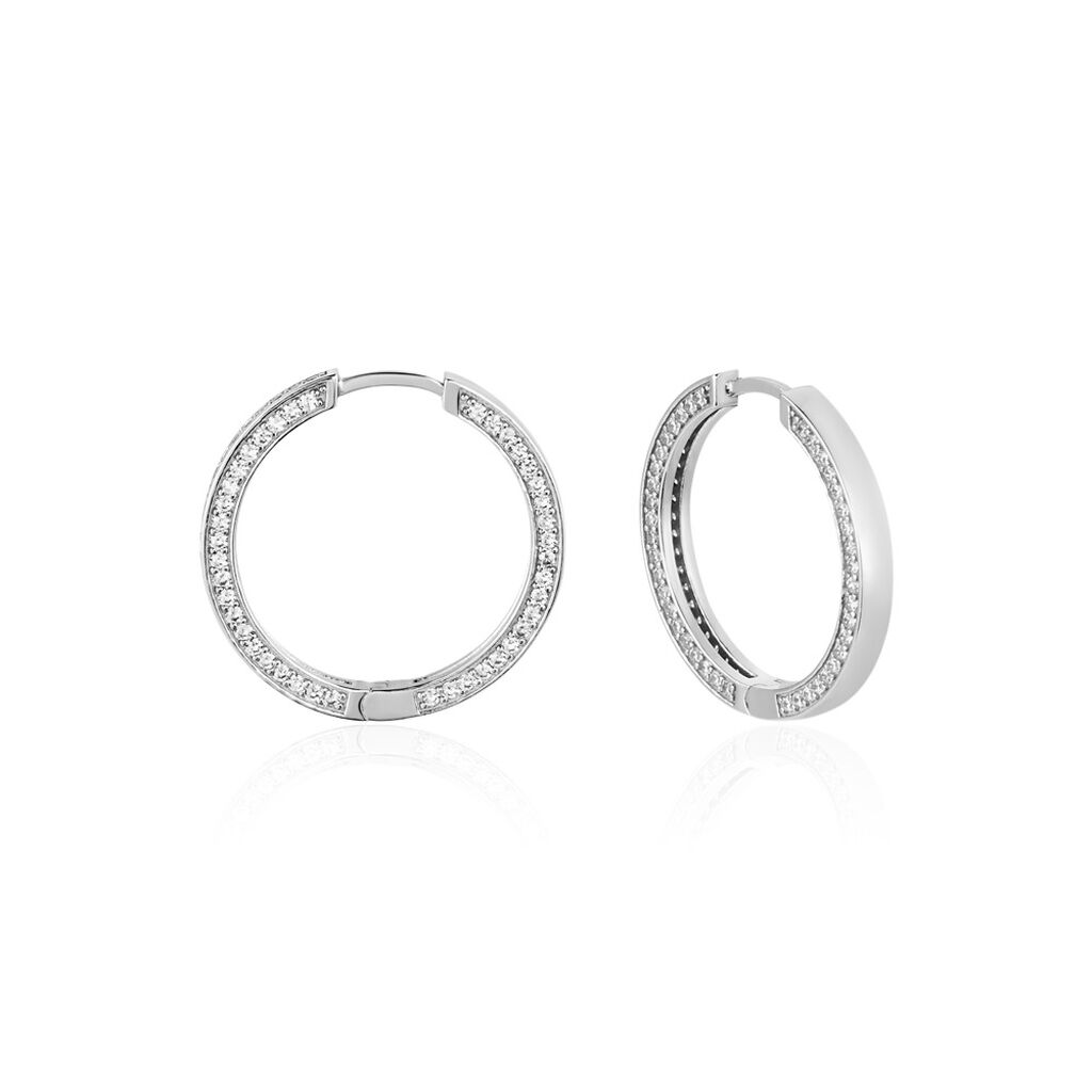 MEDINA Damen Creolen Silber 925 Zirkonia Weiß 3,14 ct, Creolen mit Stein