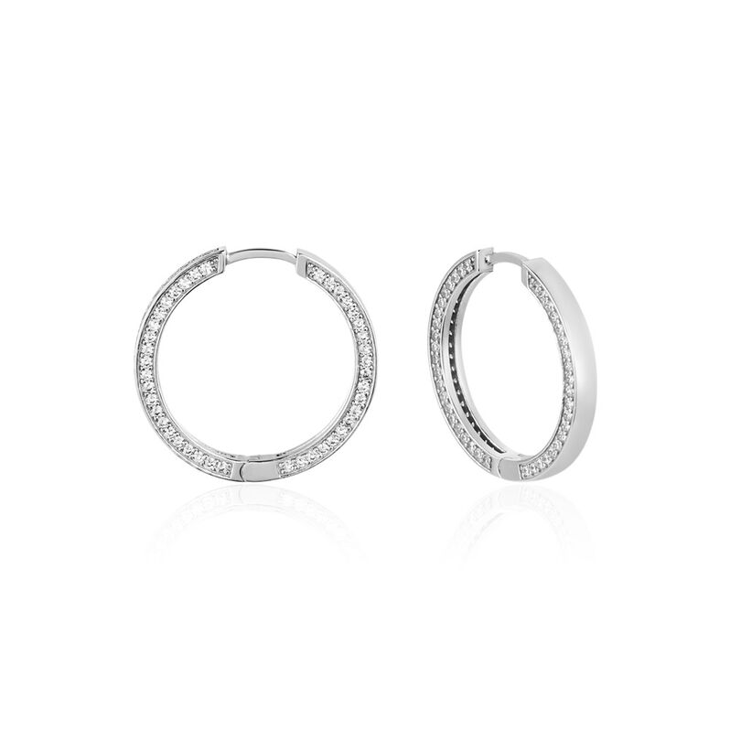 MEDINA Damen Creolen Silber 925 Zirkonia Wei&szlig; 3,14 ct - Creolen Damen | OROVIVO
