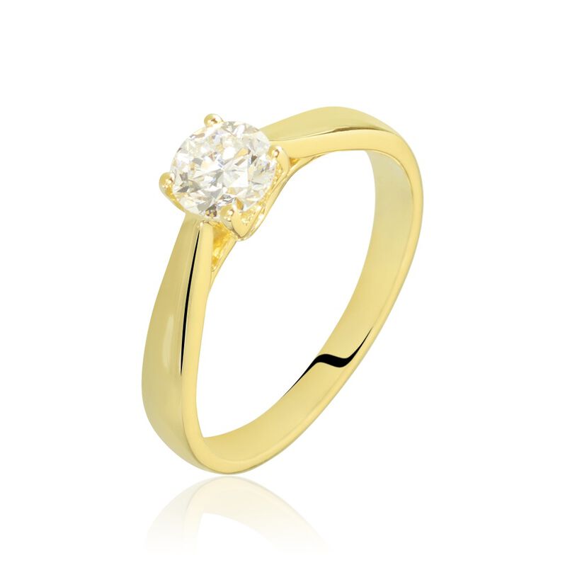 Bague Solitaire Vicoeuria Or Jaune Diamant Synthétique - Spannringe Damen | OROVIVO