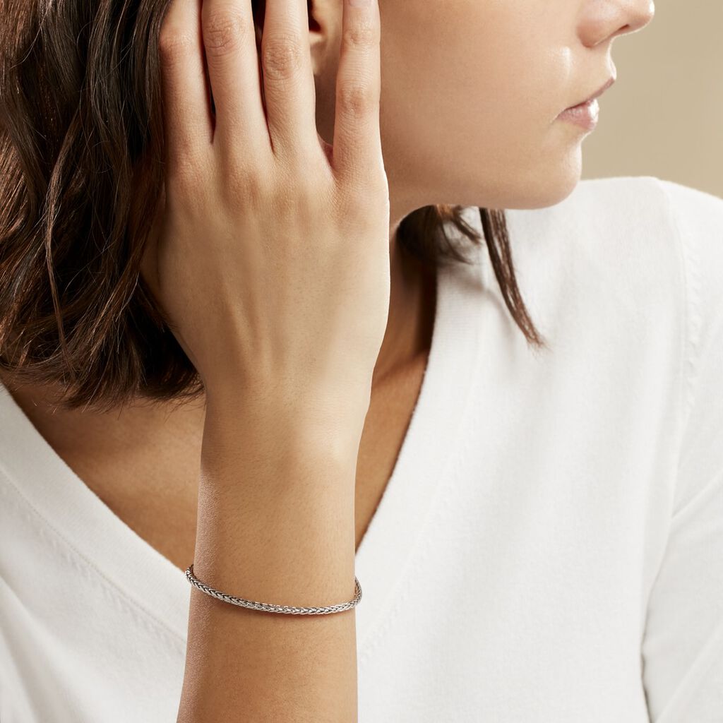 Bracelet Jany Maille Palmier Or Blanc - Spannringe Damen | OROVIVO