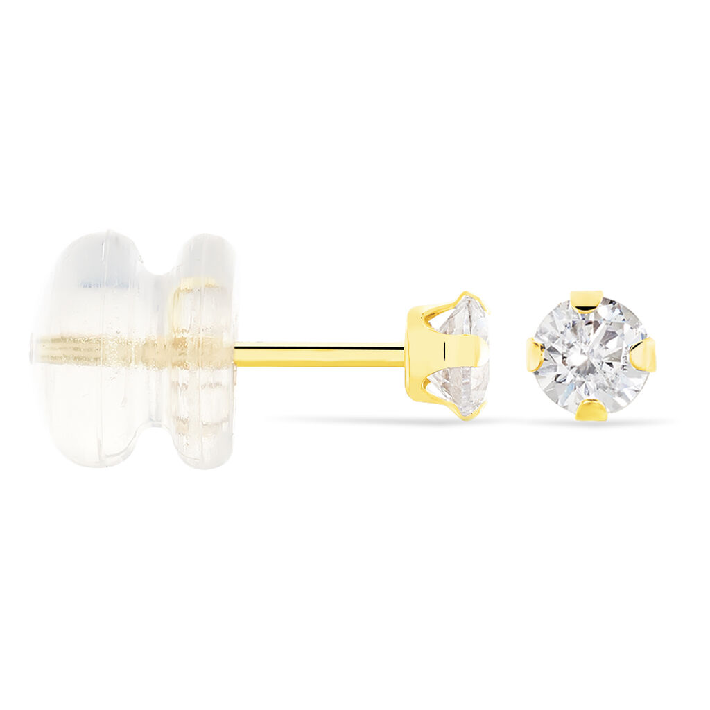 EDDIE KRAPPE Damen Ohrstecker Gold 375 (9 Karat) Zirkonia Wei&szlig; 0,42 ct B 3 mm