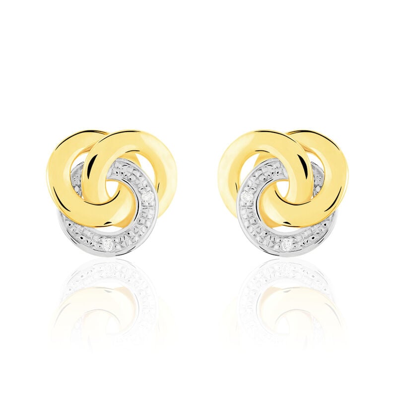 Damen Ohrstecker Gold Bicolor Gold/Silber 375 Diamant 0,02ct Kreis Safa 11,00mm  - Ohrstecker Damen | OROVIVO