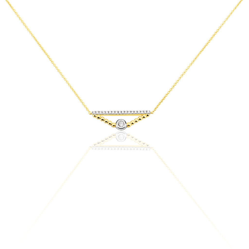 Damen Collier Gold Bicolor 375 Zirkonia Dreieck Lissy - Halsketten Damen | OROVIVO