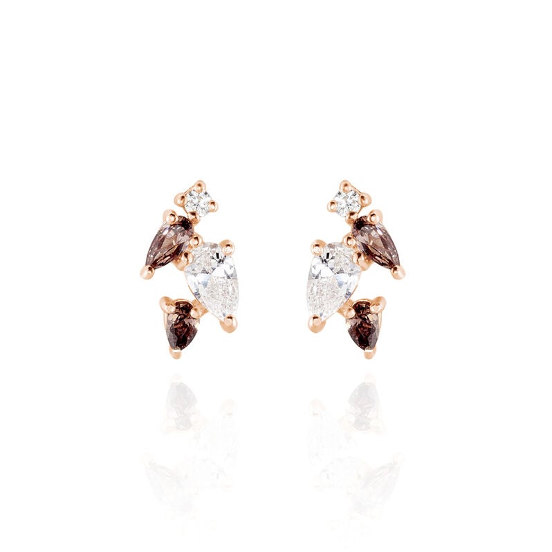 INA Damen Ohrstecker Silber rosevergoldet 925 Zirkonia Multicolour - Ohrstecker Damen | OROVIVO