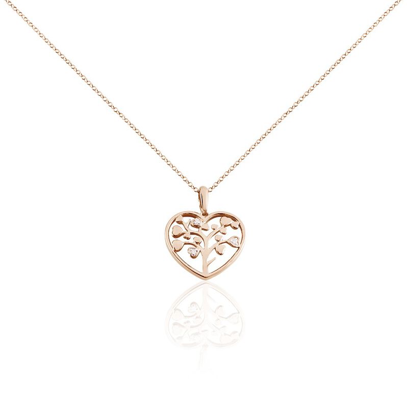 Damen Collier Silber rosevergoldet 925 Diamant 0,01ct Herz Lebensbaum Riana - Halsketten Damen | OROVIVO