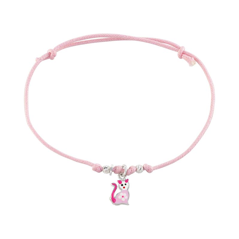 Bracciale gatto in cotone argento rodiato e smalto - Spannringe Kinder | OROVIVO