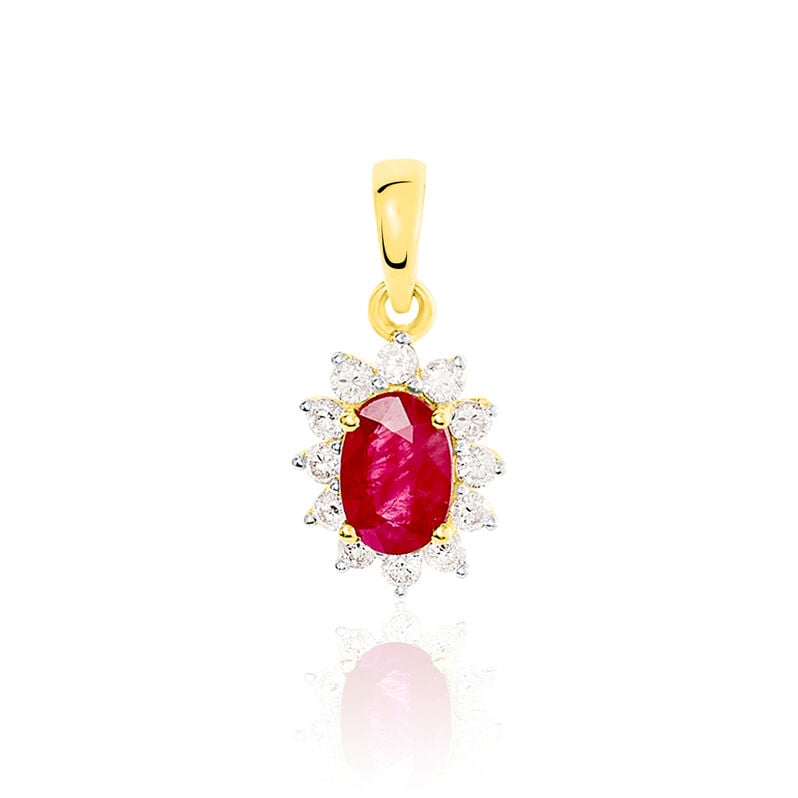 Pendentif Or Jaune Rubis Diamants - Spannringe Damen | OROVIVO