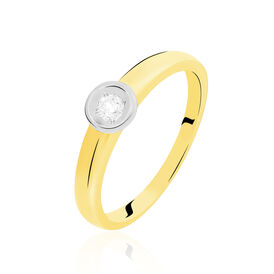 Solitärring Gold 375 Bicolor Diamant 0,10ct - Ringe mit Edelsteinen Damen | OROVIVO