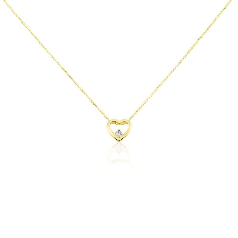 Damen Collier Vergoldet 750 Zirkonia Wei&szlig; 0,06 ct - Halsketten Damen | OROVIVO