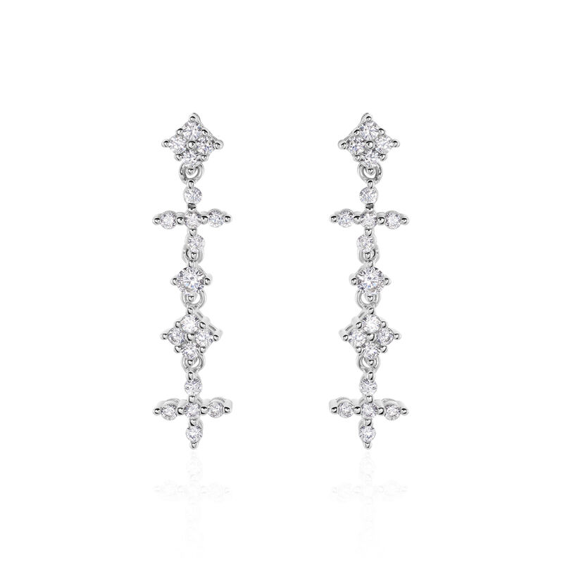 Boucles D'oreilles Pendantes Argent Rhodie Adriel Chaine De Fleurs - Spannringe Damen | OROVIVO