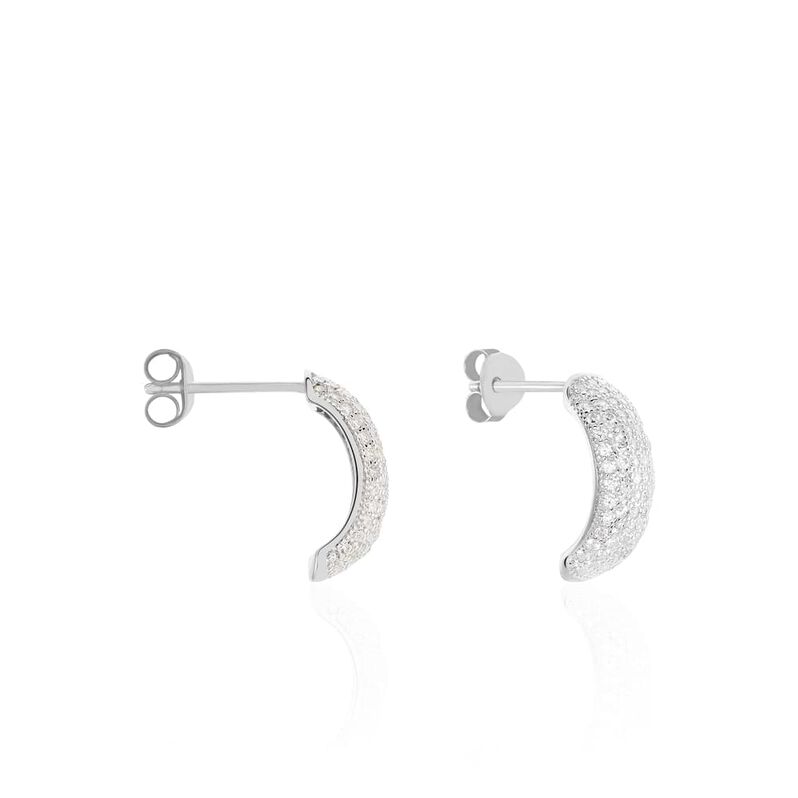 Orecchini Lobo Silver Shine Argento Rodiato Cubic Zirconia - Spannringe Damen | OROVIVO