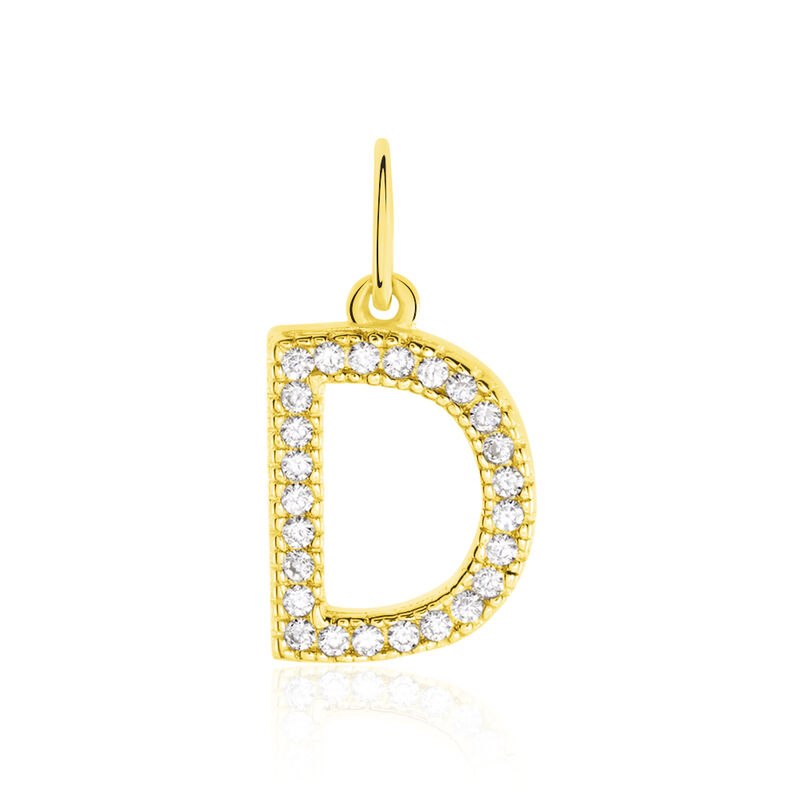 Anhänger Gold 375 Zirkonia Buchstabe D - Schmuckanhänger Familie | OROVIVO