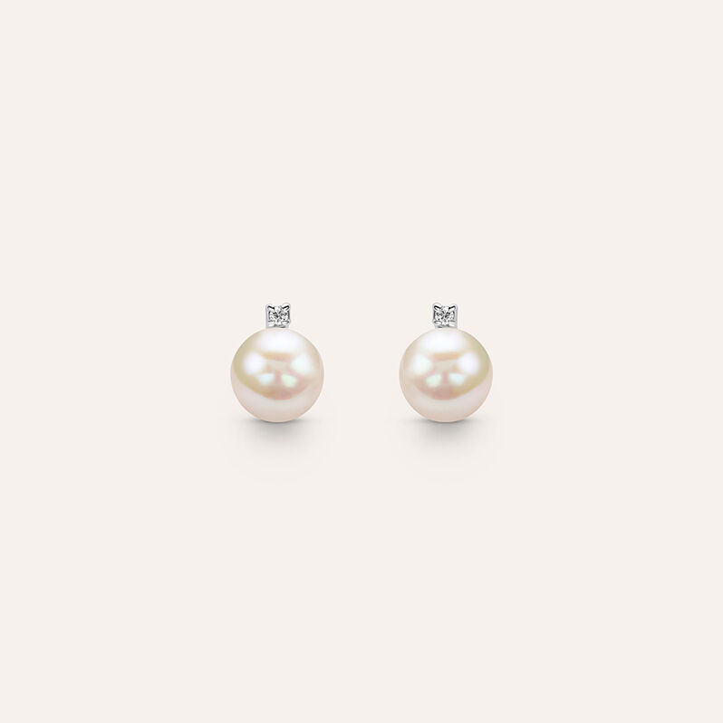 Orecchini Lobo Gold Pearls Oro Bianco Perla D'Acqua Dolce Diamante - Spannringe Damen | OROVIVO