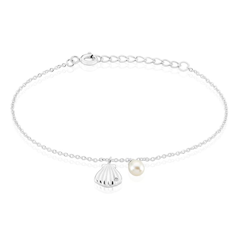 Bracelet Argent Rhodie Blandino Perle De Culture 5mm Et Coquille - Spannringe Damen | OROVIVO