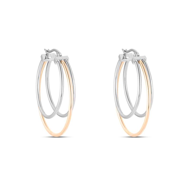 Orecchini A Cerchio Sunrise Acciaio Bicolore Bianco / Rosa - Spannringe Damen | OROVIVO