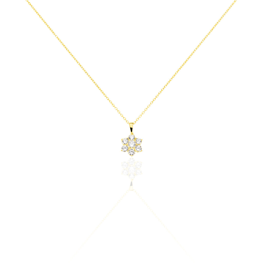 Damen Collier Gold 375 Zirkonia Blume Pentas - Halsketten Damen | OROVIVO