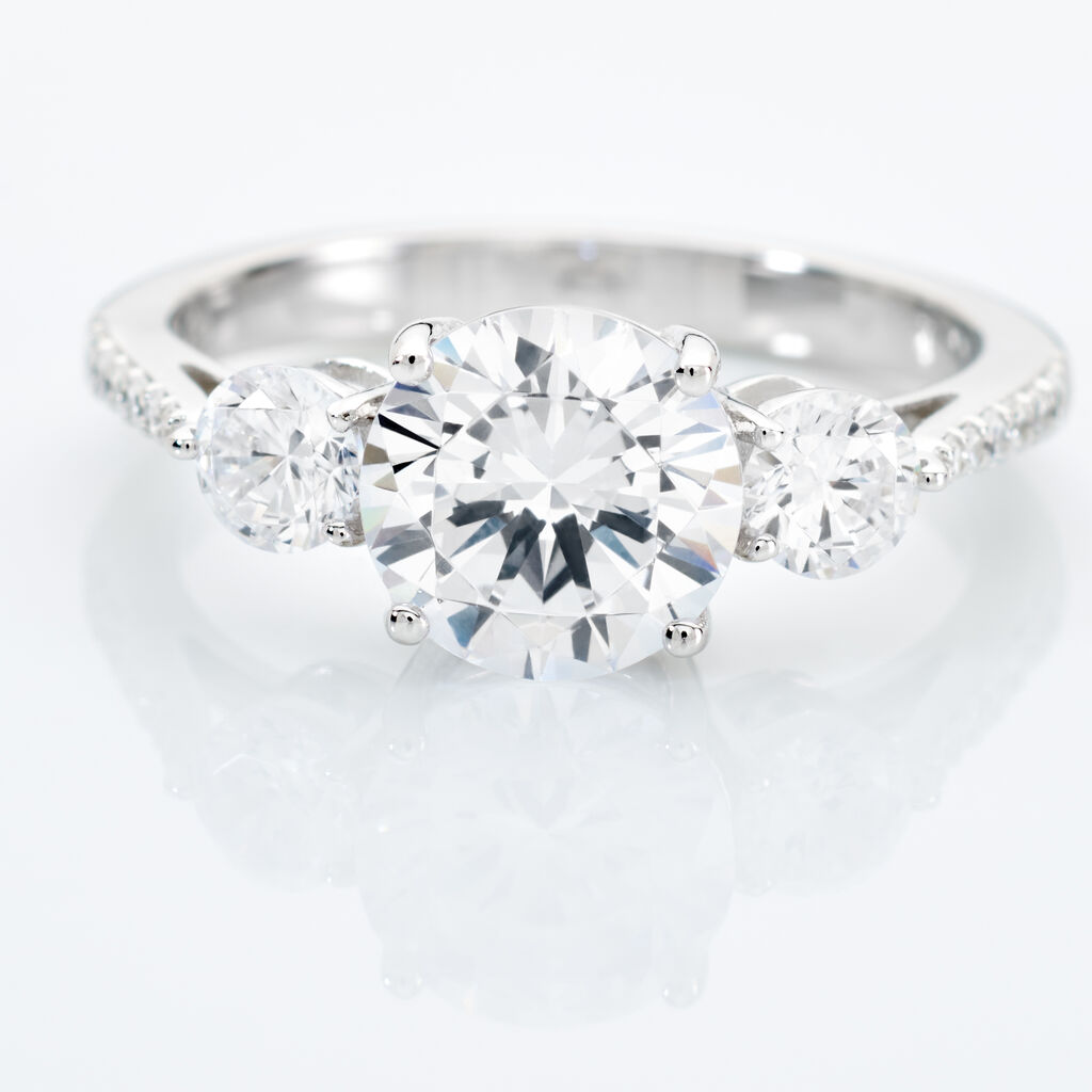 LUMINAE Damen Ring Silber 925 Zirkonia Wei&szlig; 2,98 ct Kreis