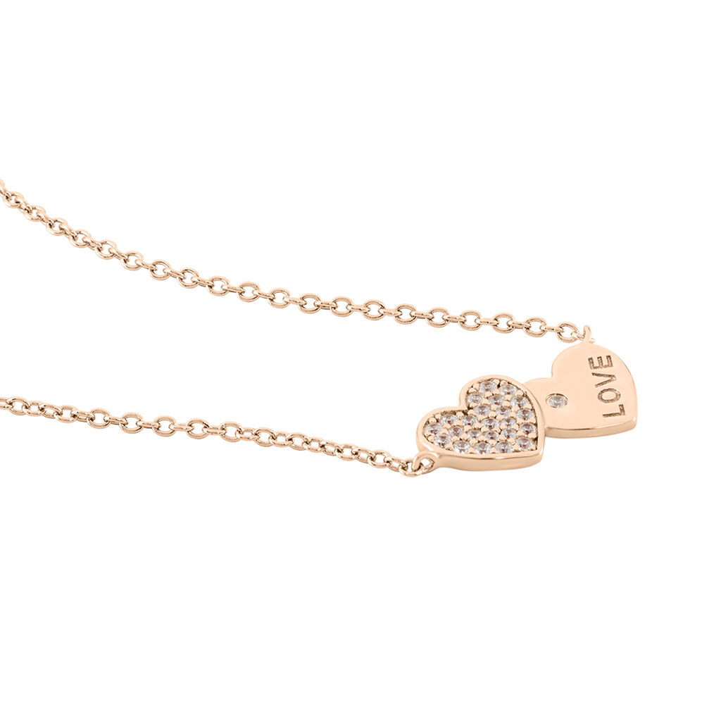 Damen Halskette Silber 925 Rosé vergoldet Zirkonia Herz Dory - Halsketten Damen | OROVIVO