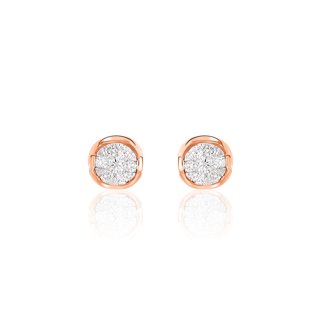 SHINE Damen Ohrstecker Rosegold 750 (18 Karat) Diamant Wei&szlig; 0,35 ct Kreis