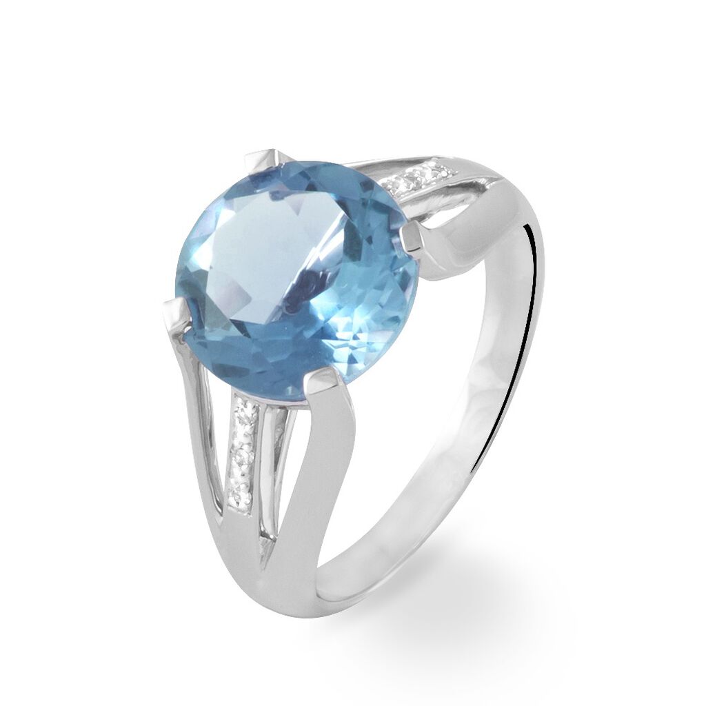 Bague Cecile Or Blanc Topaze Et Diamant - Spannringe Damen | OROVIVO