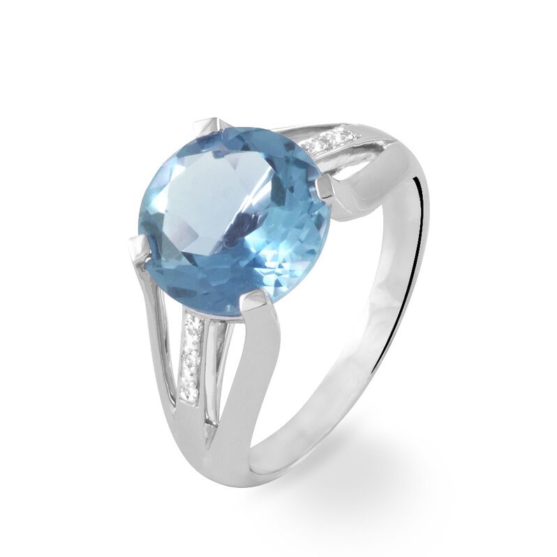 Bague Cecile Or Blanc Topaze Et Diamant - Spannringe Damen | OROVIVO