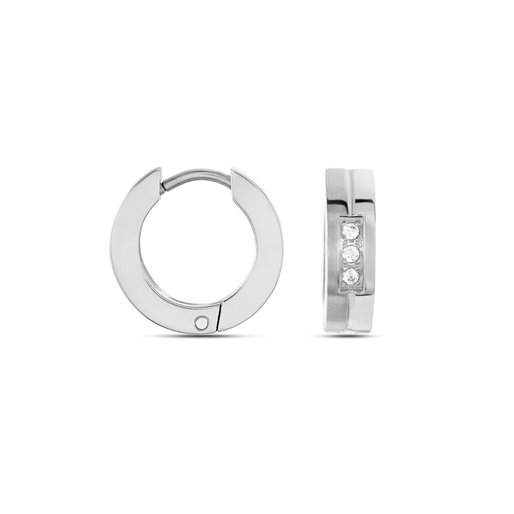 ARIELLA Damen Creolen Titan Zirkonia Wei&szlig; B 4 mm