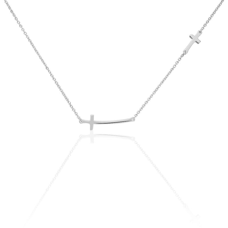 BELIEVE 2 Damen Collier Silber 925 Religiöses Kreuz - Halsketten Damen | OROVIVO