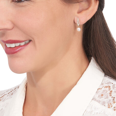 Damen Ohrhänger Gold 375 Zuchtperle Zirkonia Sandra - Ohrhänger Damen | OROVIVO