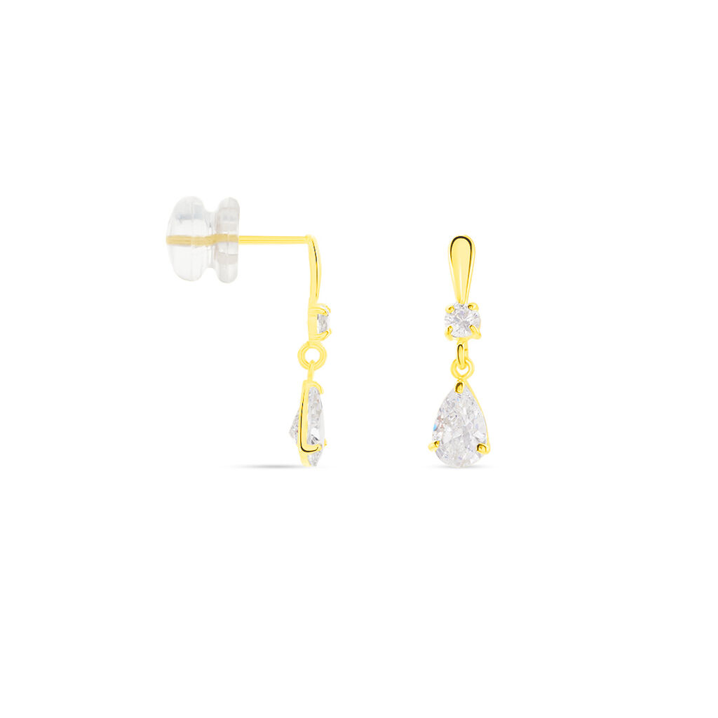 Damen Ohrringe Lang Gold 375 Zirkonia Tropfen Eusebe 2  - Ohrringe mit Stein Damen | OROVIVO
