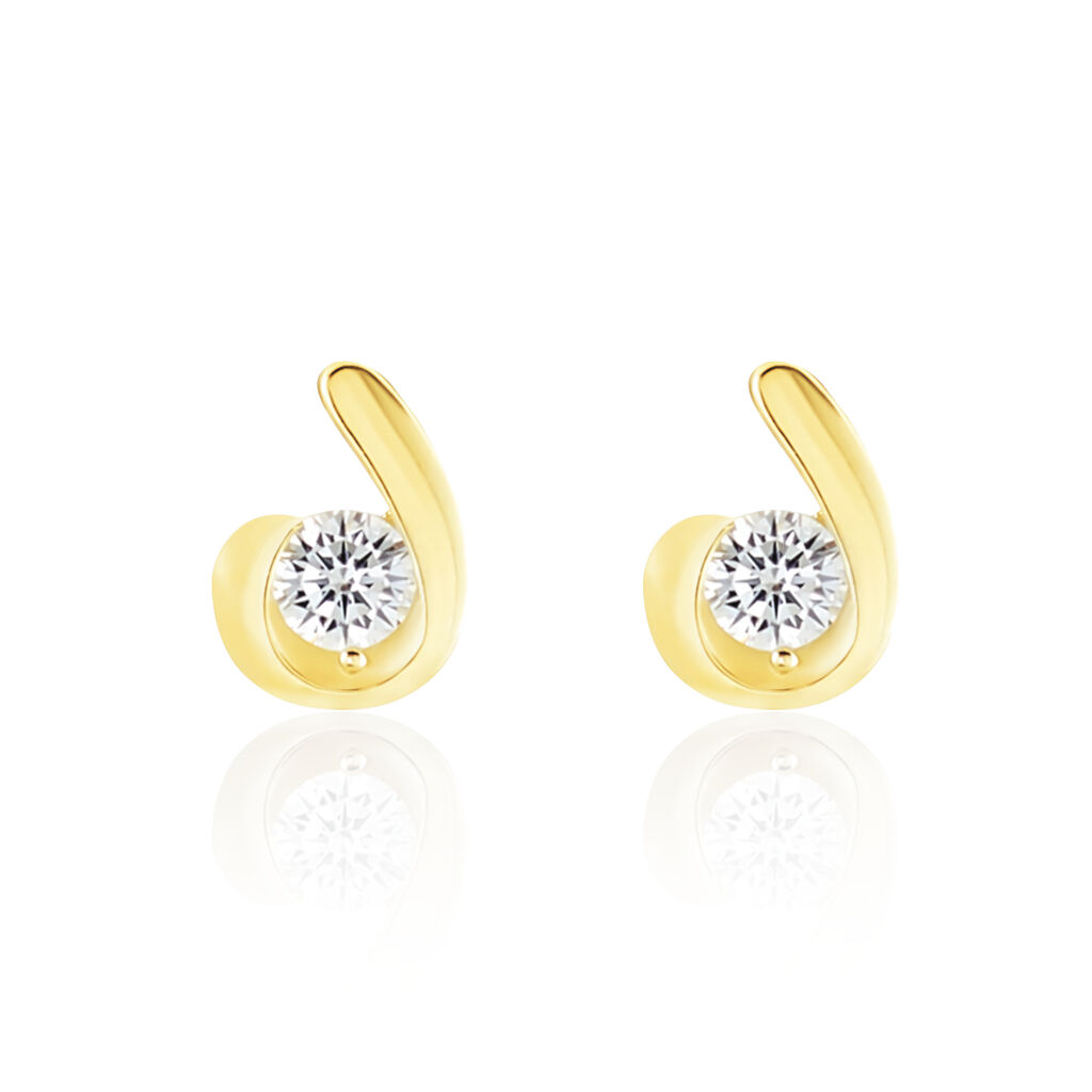 DEE Damen Ohrstecker Gold 375 (9 Karat) Zirkonia Wei&szlig; 0,35 ct