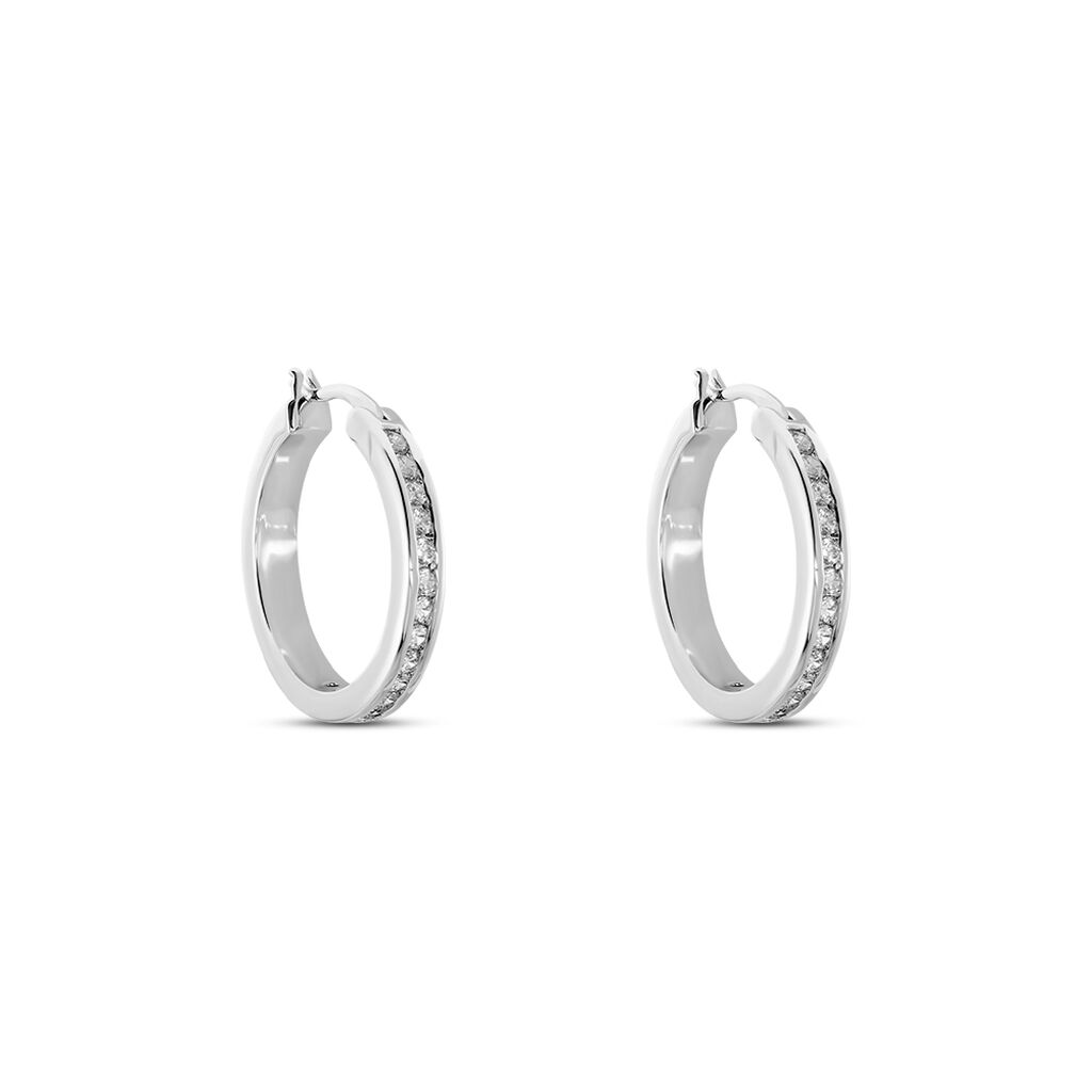 Damen Creolen Silber 925 Zirkonia 20,00mm  - Creolen Damen | OROVIVO