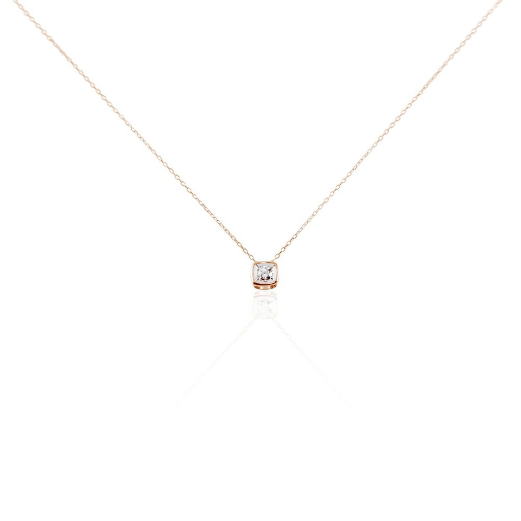 Damen Halskette Roségold 375 Diamant 0,1ct Carré Jala