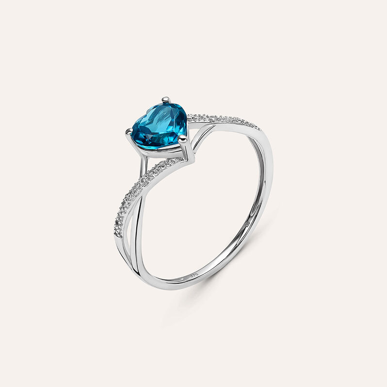 Anello Solitario Amélie Oro Bianco Topazio Cubic Zirconia - Spannringe Damen | OROVIVO
