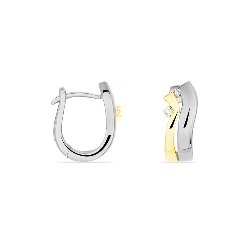 Damen Creolen Gold Bicolor 375 Diamant 0,06ct Sana 11,00mm  - Creolen Damen | OROVIVO